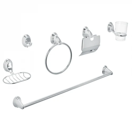 Juego de 6 accesorios p/baño cromo chapetón ovalado, Aqua 48341 AQA-4003 Foset
