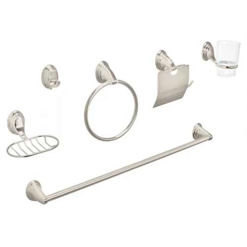 Juego de 6 accesorios p/baño satín chapetón ovalado, Aqua 49162 AQA-4003N Foset