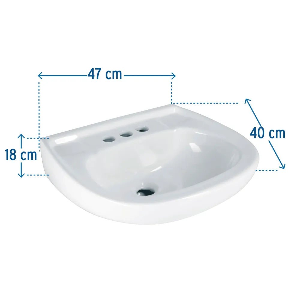 Lavabo de porcelana con rebosadero, blanco, Foset