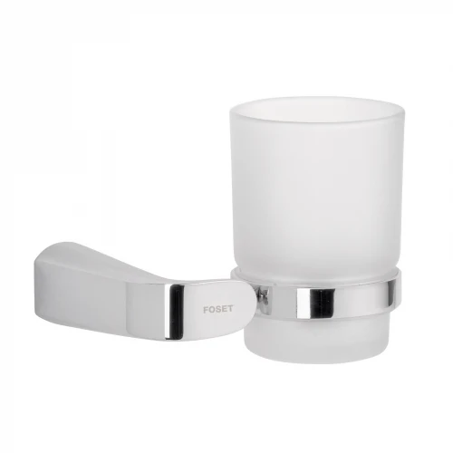 Portavaso cepillero cromo con vaso de vidrio, Foset Riviera 45205 RIA-71