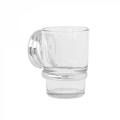 Portavaso cepillero cromo con vaso de vidrio, Foset Aqua 45976 AQA-81