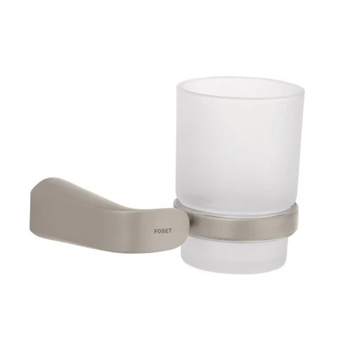 Portavaso cepillero satín con vaso de vidrio, Foset Riviera 45220 RIA-71N
