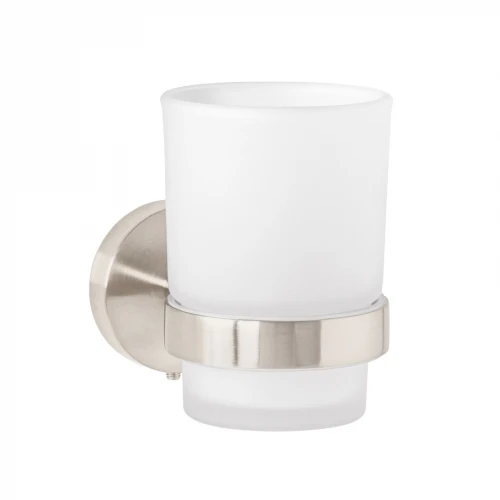 Portavaso cepillero satín con vaso de vidrio, Foset Túbig 45956 TBA-71N