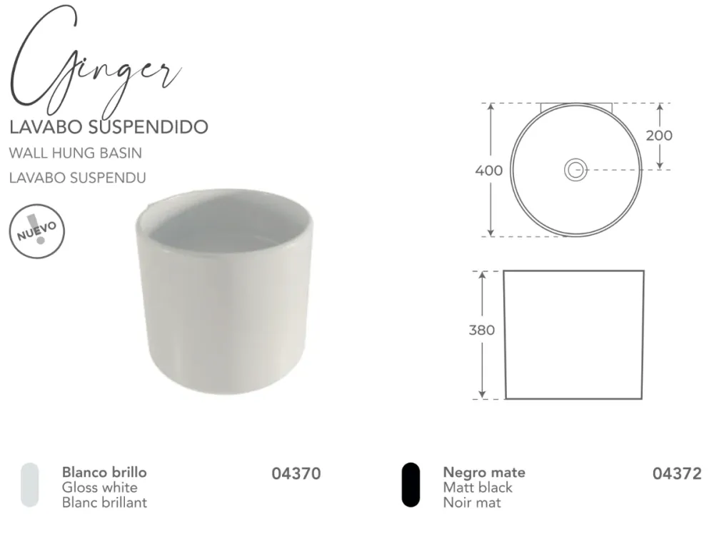 Fossil Natura Ginger Lavabo Suspendido 4370 Blanco Brillo Fossil Natura, S.L.U.