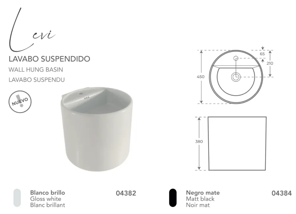 Fossil Natura Levi Lavabo Suspendido 4384 Negro Mate Fossil Natura, S.L.U.