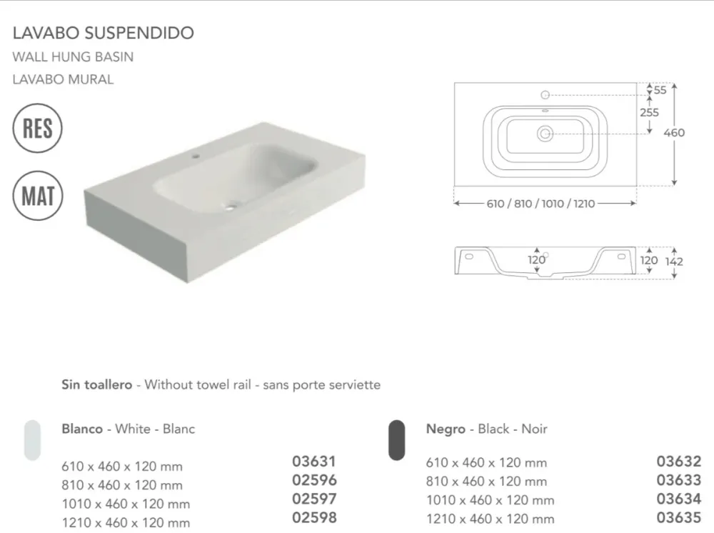 Fossil Natura Malik Lavabo Suspendido 3633 Negro Mate Fossil Natura, S.L.U.
