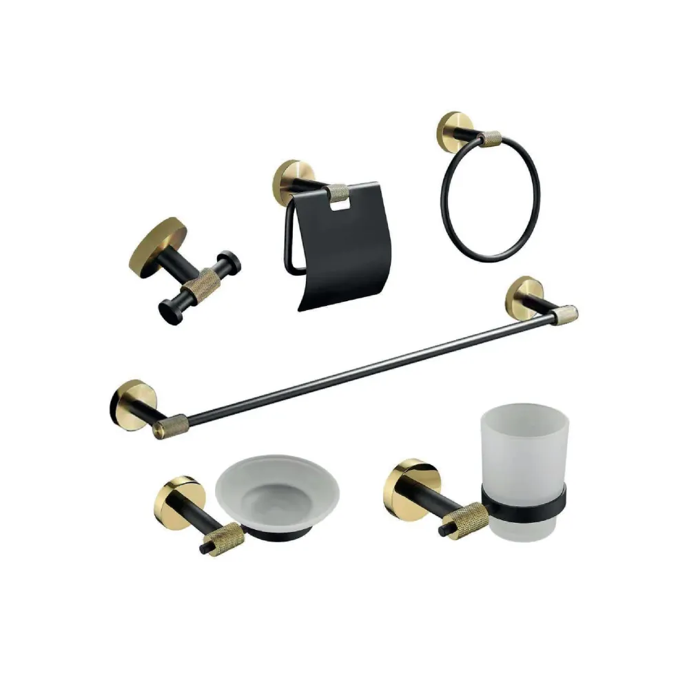 SET P/BAÑO 6 PZAS BASE CIRCULAR -BLACK&GOLD -FRATELLI Fratelli Perú