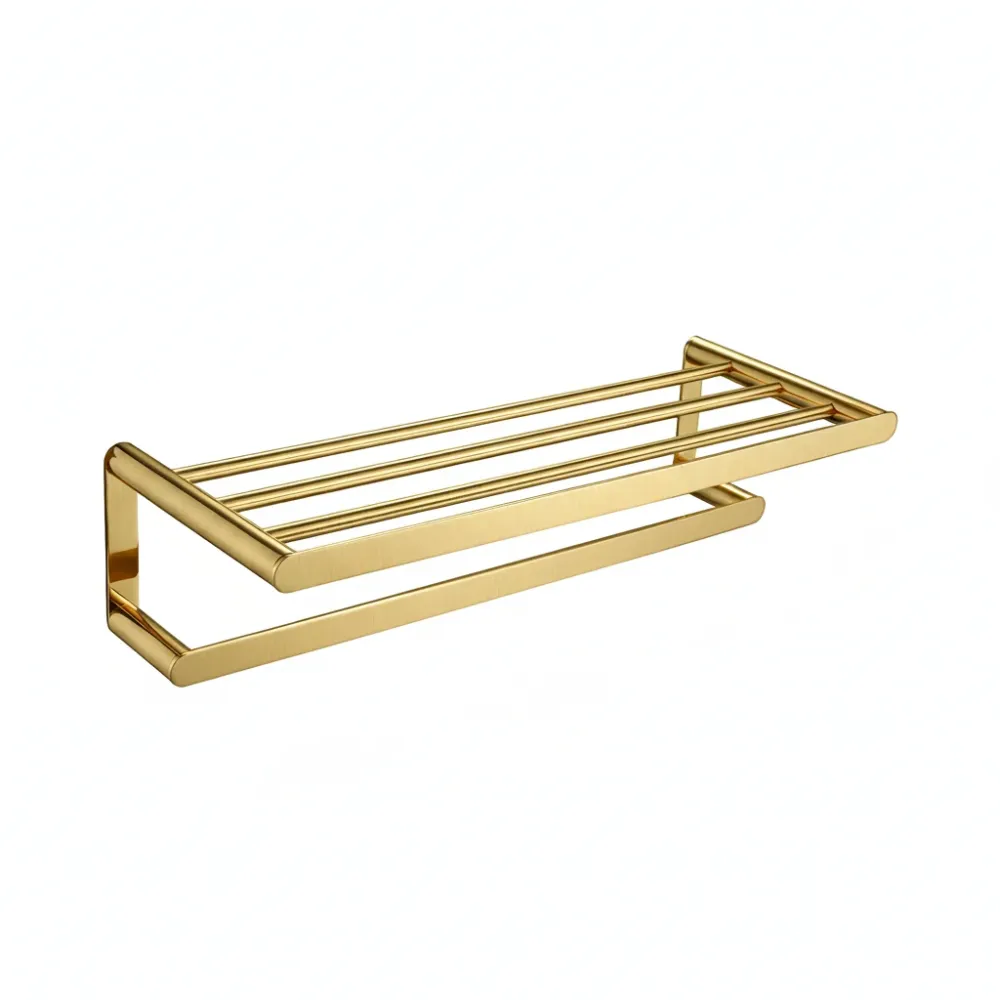 Toallero Barra Doble F9200-6 Base Redonda Minimalista Ss 304 Gold - Fratelli Fratelli Perú