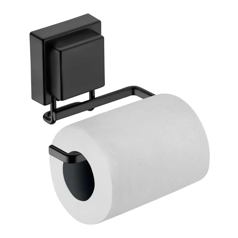 Porta papel higiénico Praticità Mix con ventosa - negro mate Future