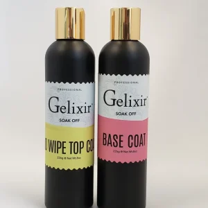 GELIXIR - Gel LED/UV Soak Off - Base de paquete que no se limpia con capa superior - Tamaño de recambio 8oz