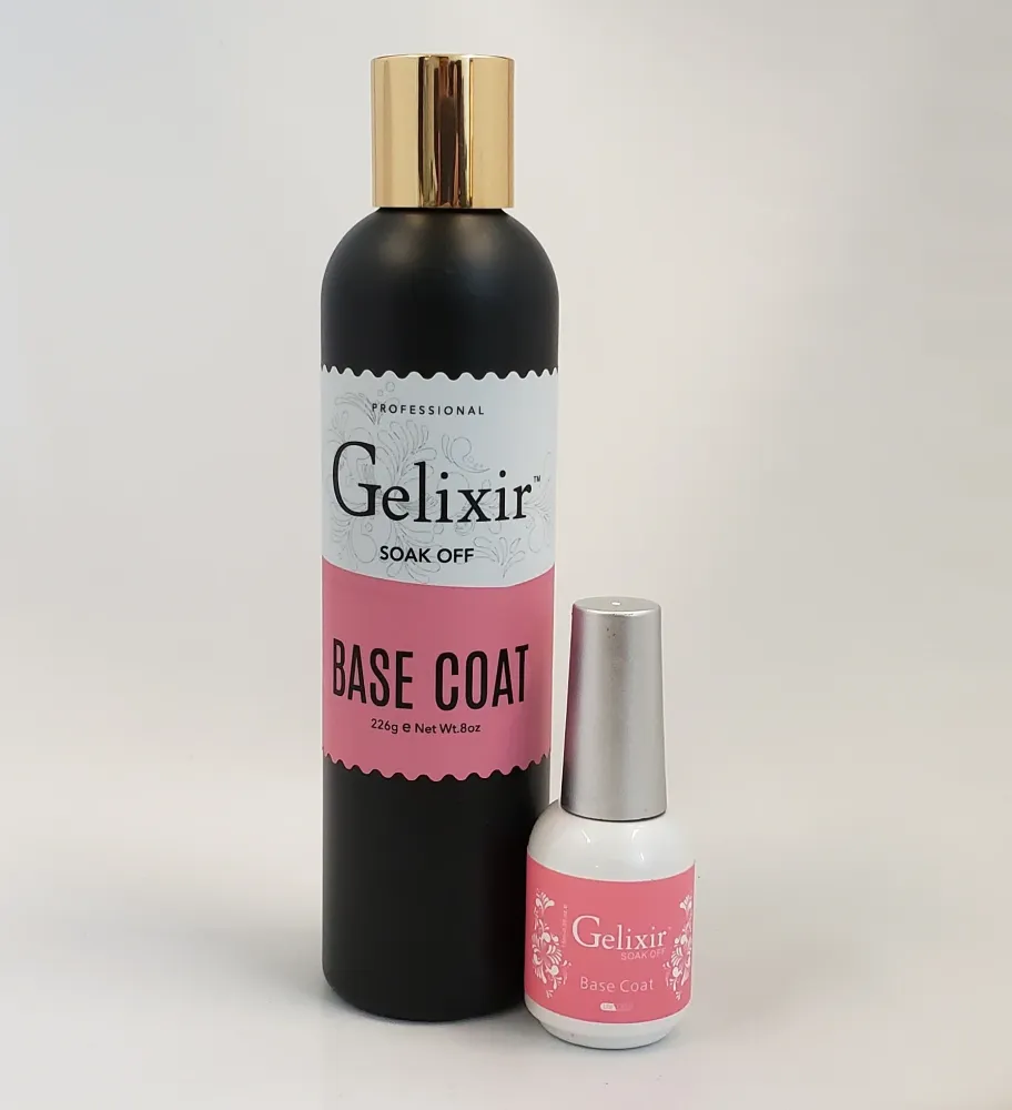 GELIXIR - Gel LED/UV Soak Off - Paquete de capa base - Tamaño de recambio 8oz + 0.5oz