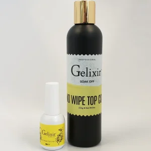 GELIXIR - Gel LED/UV Soak Off - Paquete de capa superior que no se limpia - Tamaño de recambio 8oz + 0.5oz
