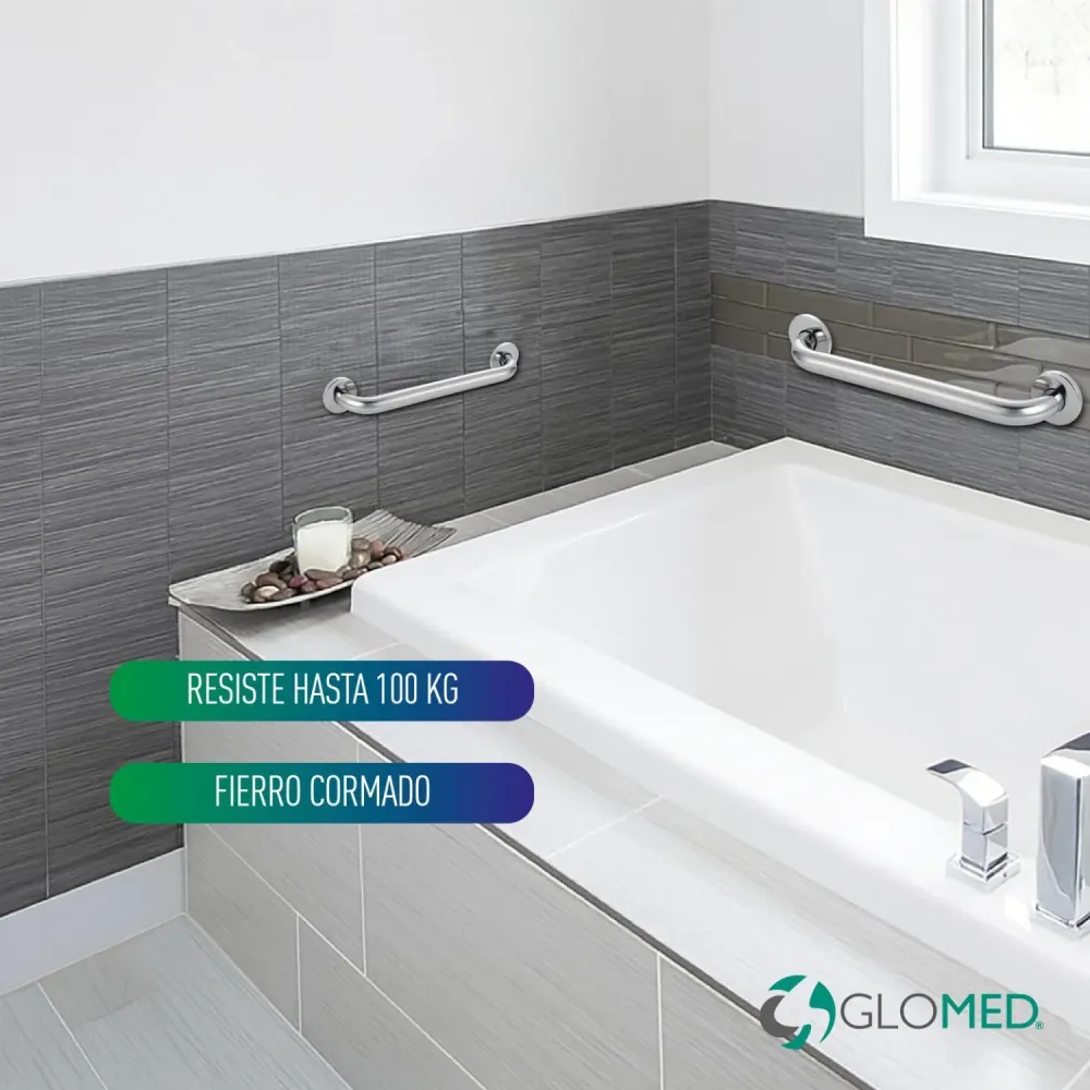 Barra Seguridad Baño Cromada 45cm Glomed