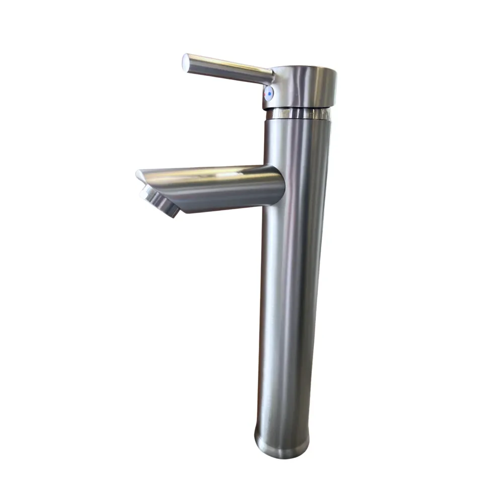 Grifo monomando alto para lavamanos Redondo en acero inoxidable satinado - Doble temperatura Griven