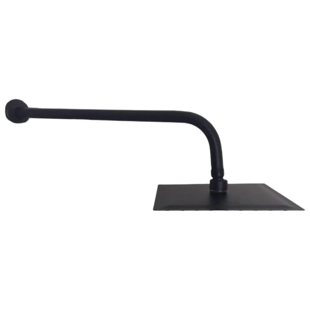 Regadera de ducha cuadrada 8″ ultradelgada en acero inoxidable negro con tubo de 50 cm Griven