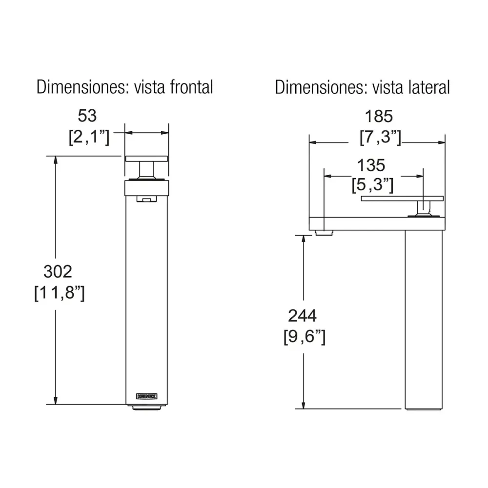 MONOMANDO ALTO PARA LAVABO MAXIMA EP-933-EB HELVEX