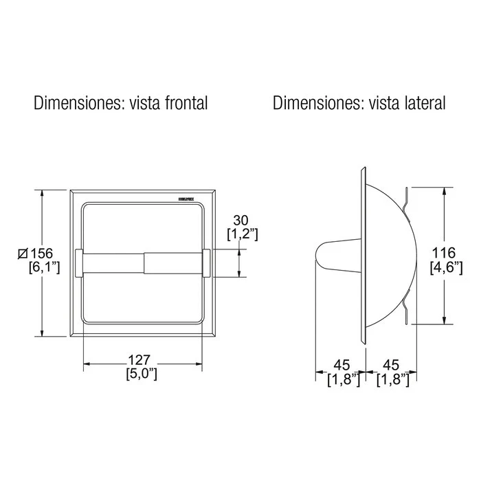 PORTAPAPEL DE EMPOTRAR INCLUYE TUBO PORTAPAPEL-104 HELVEX