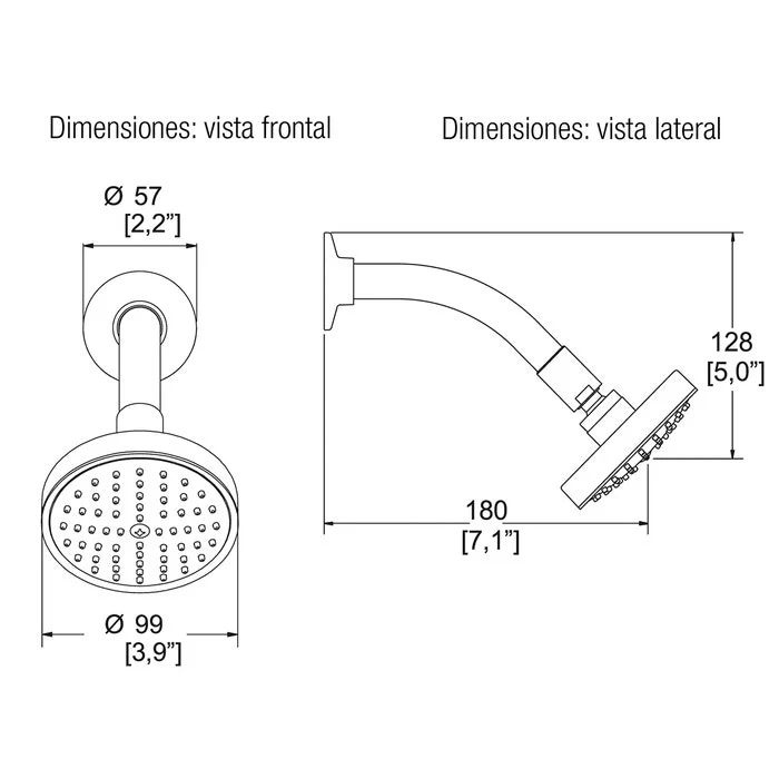 REGADERA DE CHORRO FIJO EXPLORA H-201-EB HELVEX