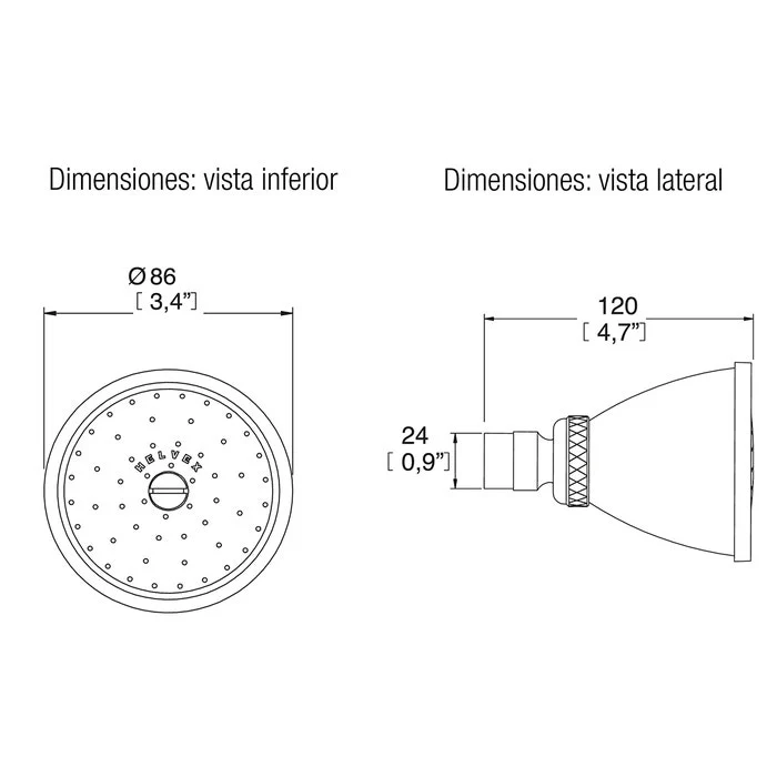 REGADERA DE CHORRO FIJO H-500 HELVEX