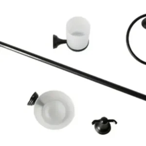6 Piezas Juego Accesorios Baño Hidroflud Color Negro Mate