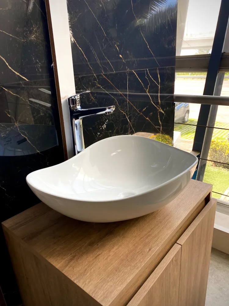 LAVABO CERAMICO DE SOBREPONER MOD. ALMENDRO BLANCO NATIA Home Design México