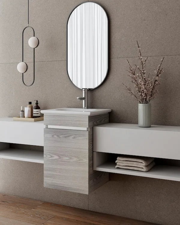 TOCADOR CON LAVABO SIN REBOSADERO MOD. CEDRO GRIS NATIA Home Design México