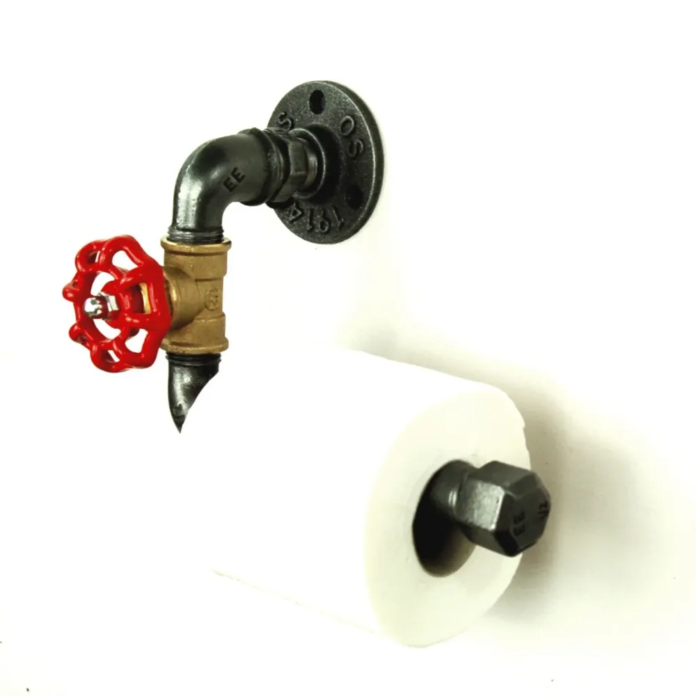 Dispensador de papel higiénico Red Vanne - Modelo 3 - Volante pequeño de latón y hierro fundido Home Invasion