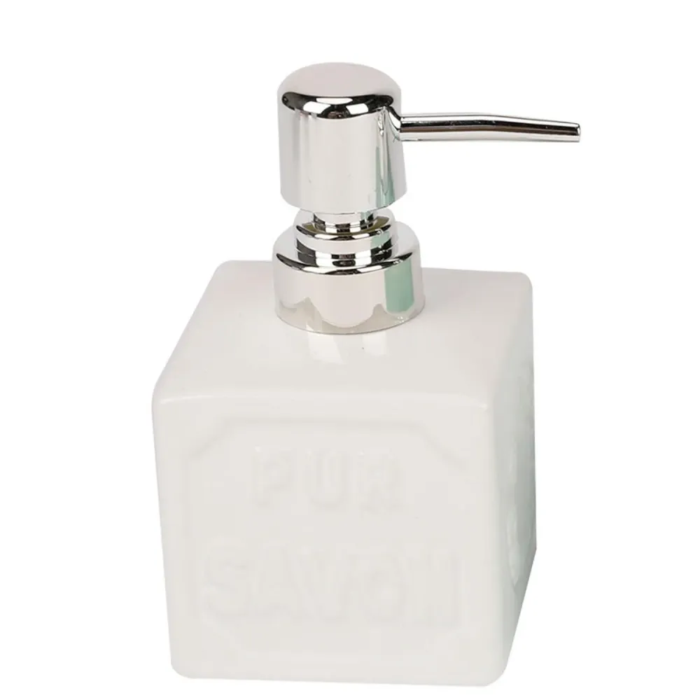 Dispensador Jabon Baño Ceramica Blanco 300ml HomeWell