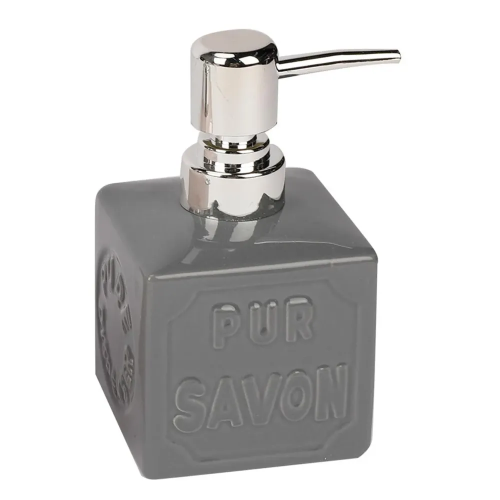 Dispensador Jabon Baño Ceramica Gris 300ml HomeWell