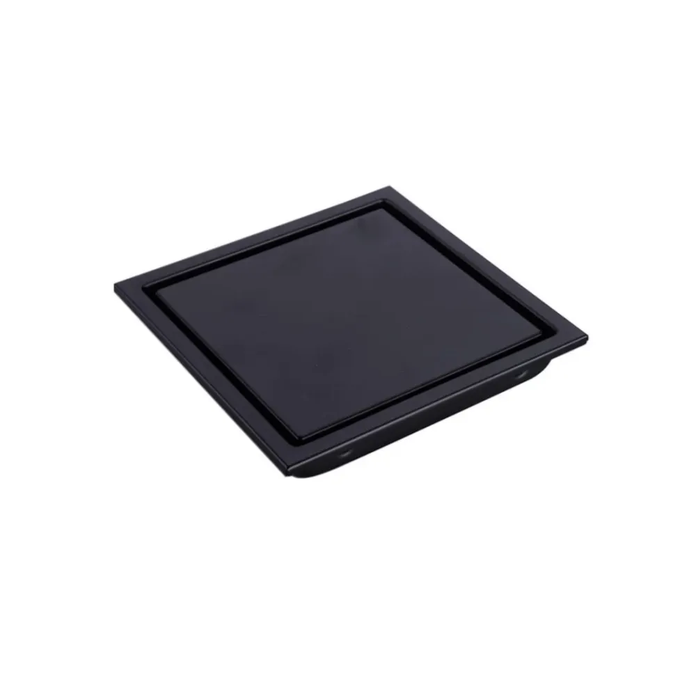 Desagüe para piso cuadrado 15 x 15 cm con doble función para inserción de baldosa en acero inoxidable negro Hydrium
