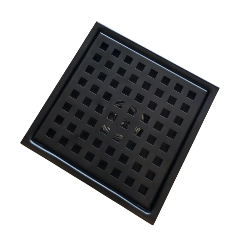 Desagüe para piso cuadrado 15 x 15 cm perforado en cuadros en acero inoxidable negro Hydrium