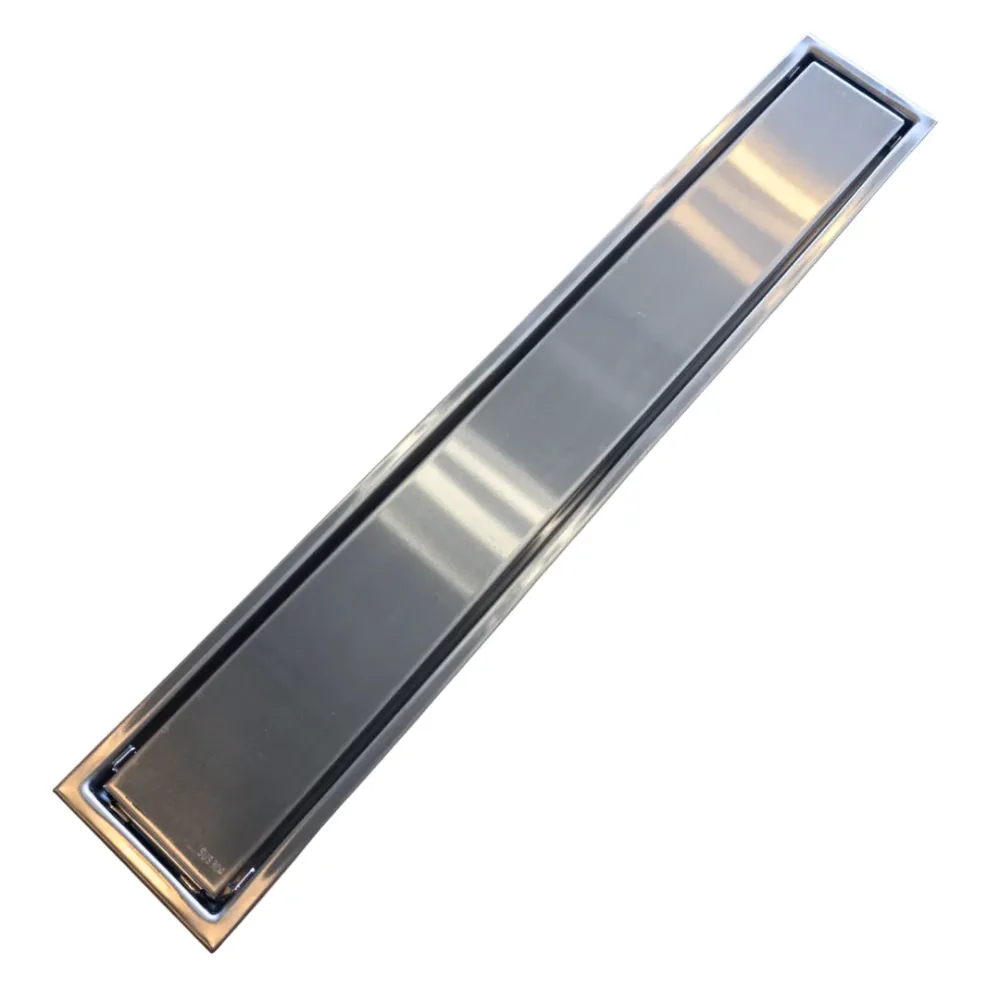 Desagüe para piso lineal 60 x 10 cm con doble función para inserción de baldosa en acero inoxidable satinado Hydrium