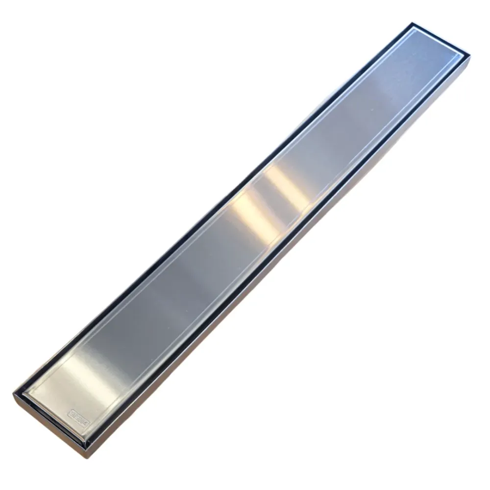 Desagüe para piso lineal 60 x 8 cm con doble función para inserción de baldosa en acero inoxidable satinado Hydrium