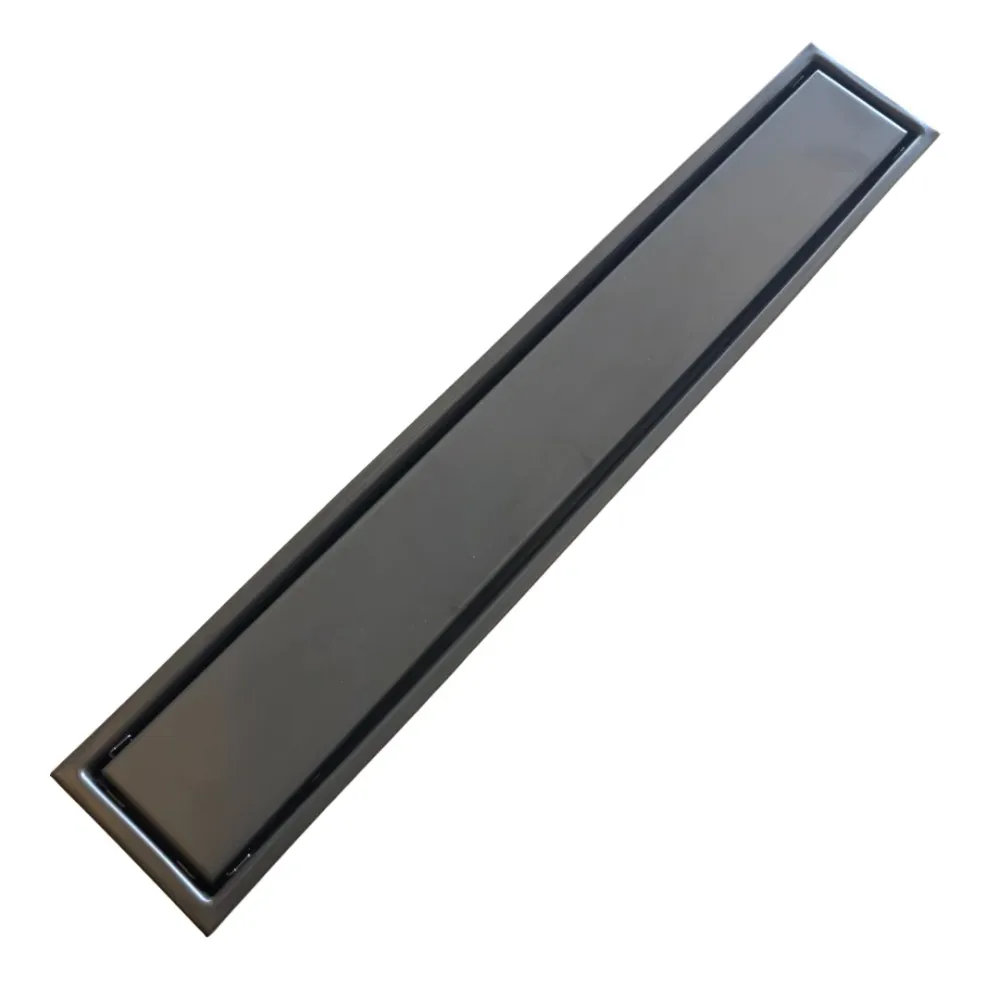 Desagüe para piso lineal 60 x 10 cm con doble función para inserción de baldosa en acero inoxidable gunmetal Hydrium