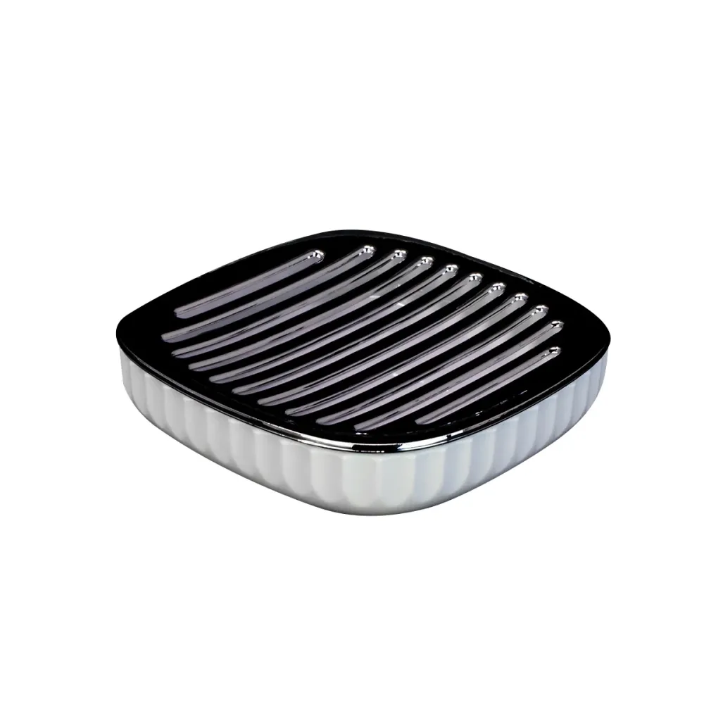Jabonera Cromada / Blanca – Estilo Moderno y Elegante para tu Baño IdeenstoresMX