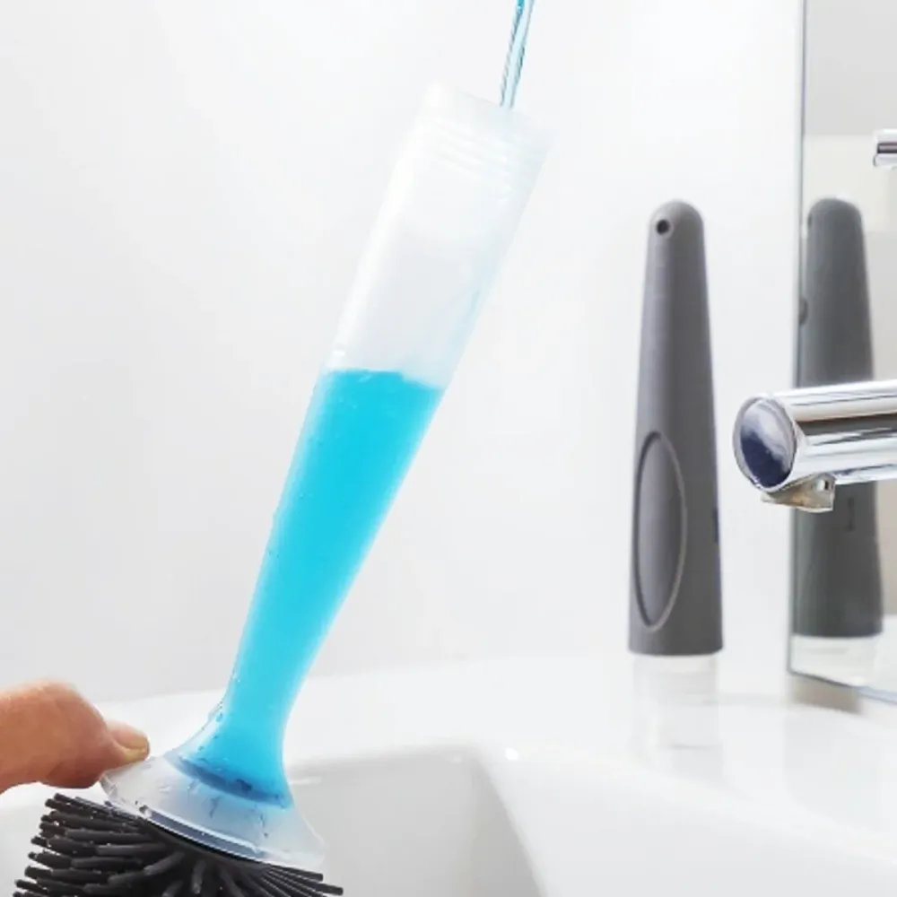 Escobilla de baño con dispensador de jabón para suelo o pared sin agujeros Innovagoods