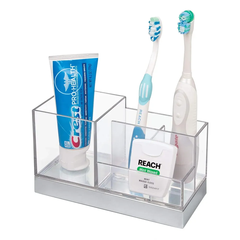 ENVASE ORGANIZADOR PARA TOCADOR - TRANSPARENTE CROMADO INTERDESIGN