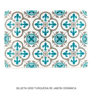 Jabonera de Cerámica Lys Gris y Turquesa