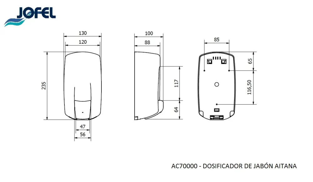 DISPENSADOR DE JABÓN AITANA NÍQUEL BARNIZ AC70011 JOFEL