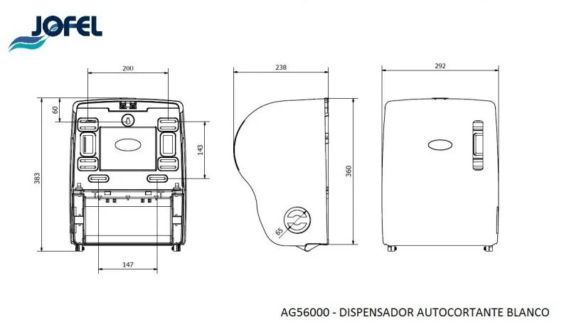DISPENSADOR DE TOALLA DE PAPEL PRE-CORTE NEGRO MATE AG56900 JOFEL