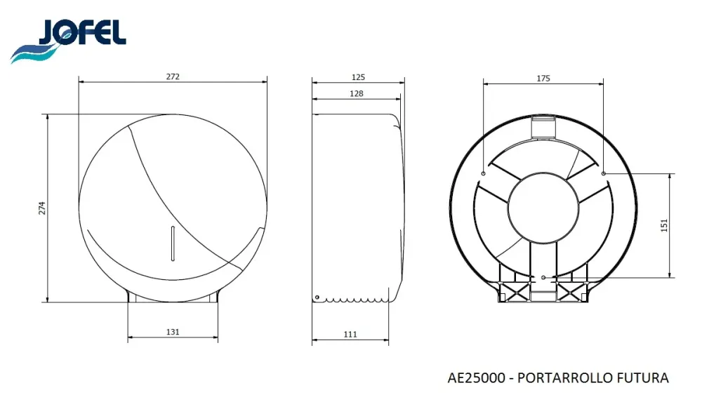 PORTARROLLO MINI FUTURA ACERO INOXIDABLE AE25000 JOFEL