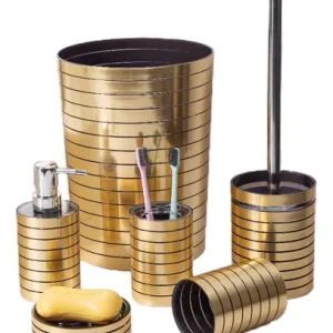 Juego Accesorios Set De Baño 6 Piezas Inoxidable Cepillo Wc Gold
