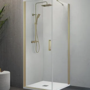 Mampara Angular Batiente NARDI NA507 | Puerta Abatible + Lateral Fijo | Ideal para Baños Pequeños Plata KASSANDRA