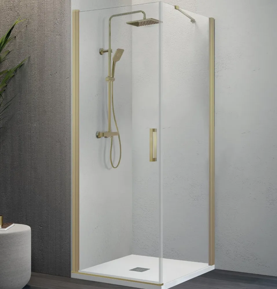 Mampara Angular Batiente NARDI NA507 | Puerta Abatible + Lateral Fijo | Ideal para Baños Pequeños Plata KASSANDRA