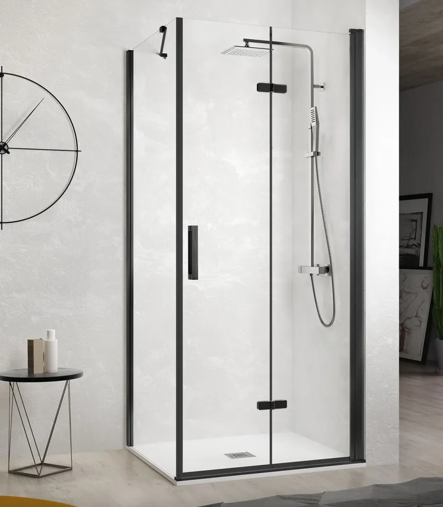 Mampara Angular Plegable Nardi NA307 | Frente de Ducha Plegable + Lateral | ideal Baños Pequeños. Plata KASSANDRA