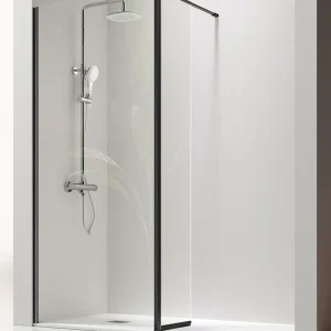 Mampara de ducha GIRO GR524 de Kassandra | Panel Fijo con Puerta Abatible 180° | Sin Perfil Inferior Plata