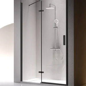 Mampara De Ducha NARDI Na403 Kassandra | Puerta Abatible + Fijo | Sin Perfiles | 192.5 Cm Plata