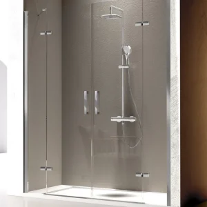 Mampara de Ducha NARDI NA415 | 4 Hojas, 2 Fijas + 2 Abatibles | Sin Perfiles | Easy Clean | Hasta 216.5 cm Plata KASSANDRA