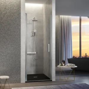 Mampara de Ducha NARDI NA500 Kassandra | 1 Puerta Abatible | Sin Perfil | Easy Clean | Hasta 84 cm Plata