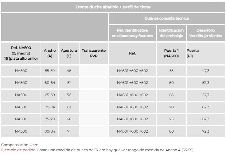 Mampara de Ducha NARDI NA500 Kassandra | 1 Puerta Abatible | Sin Perfil | Easy Clean | Hasta 84 cm Plata